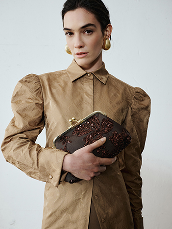 Pochette Ricamata Marrone Intrend
