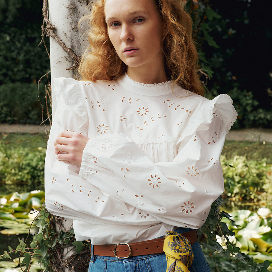 Blusa Con Ricamo Sangallo Intrend